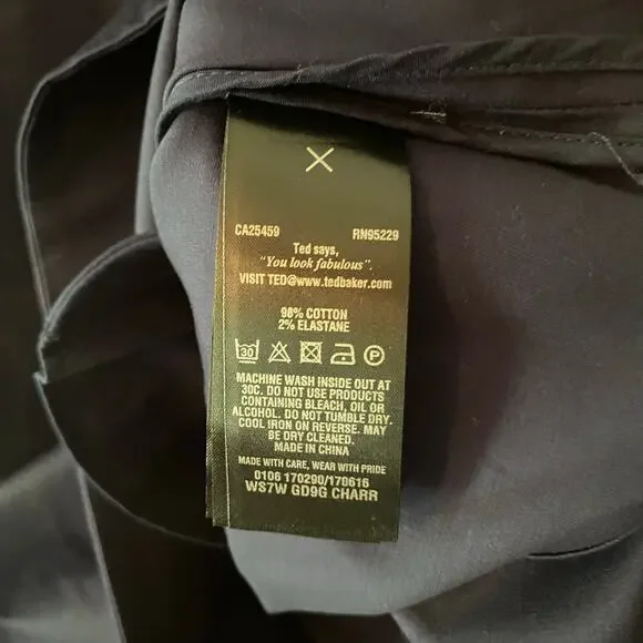 NWT Ted Baker London Navy Blue A-line Shift Dress Preppy Cotton Women's size 2 - Picture 11 of 11